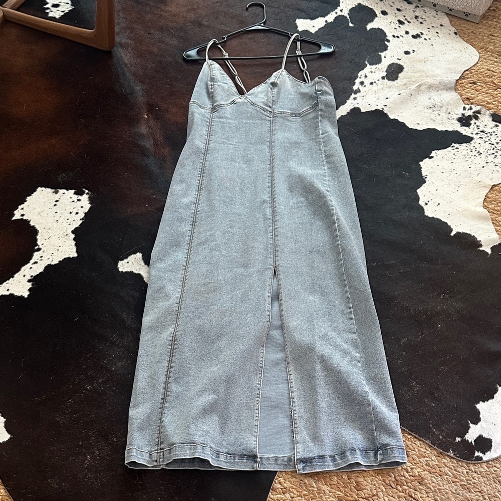 Habitual Light Denim Spaghetti Strap Maxi Dress